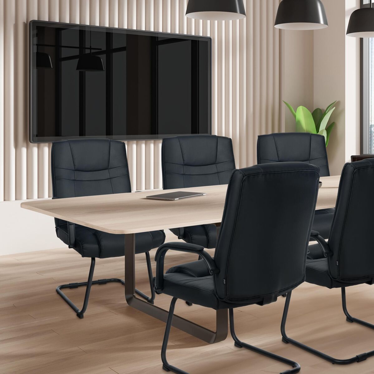 Silla cantiléver xxl attila simil cuero negro/negro 67x60x104 cm