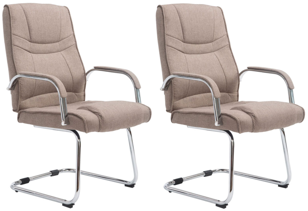 Set de 2 sillas cantilever xxl attila en tela gris topo 67x60x104 cm