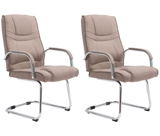 Set de 2 sillas cantilever xxl attila en tela gris topo 67x60x104 cm