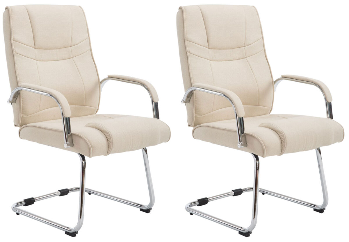 Set de 2 sillas cantilever xxl attila en tela crema 67x60x104 cm