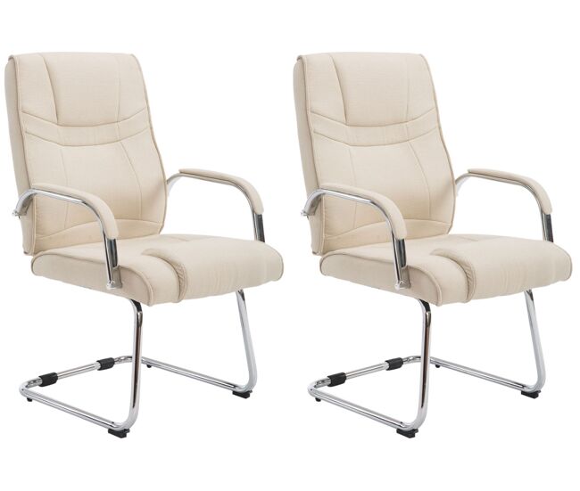 Set de 2 sillas cantilever xxl attila en tela crema 67x60x104 cm