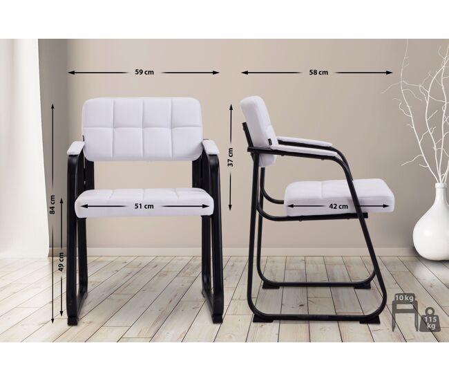 Silla para visitas canada b simil cuero blanco 58x59x84 cm