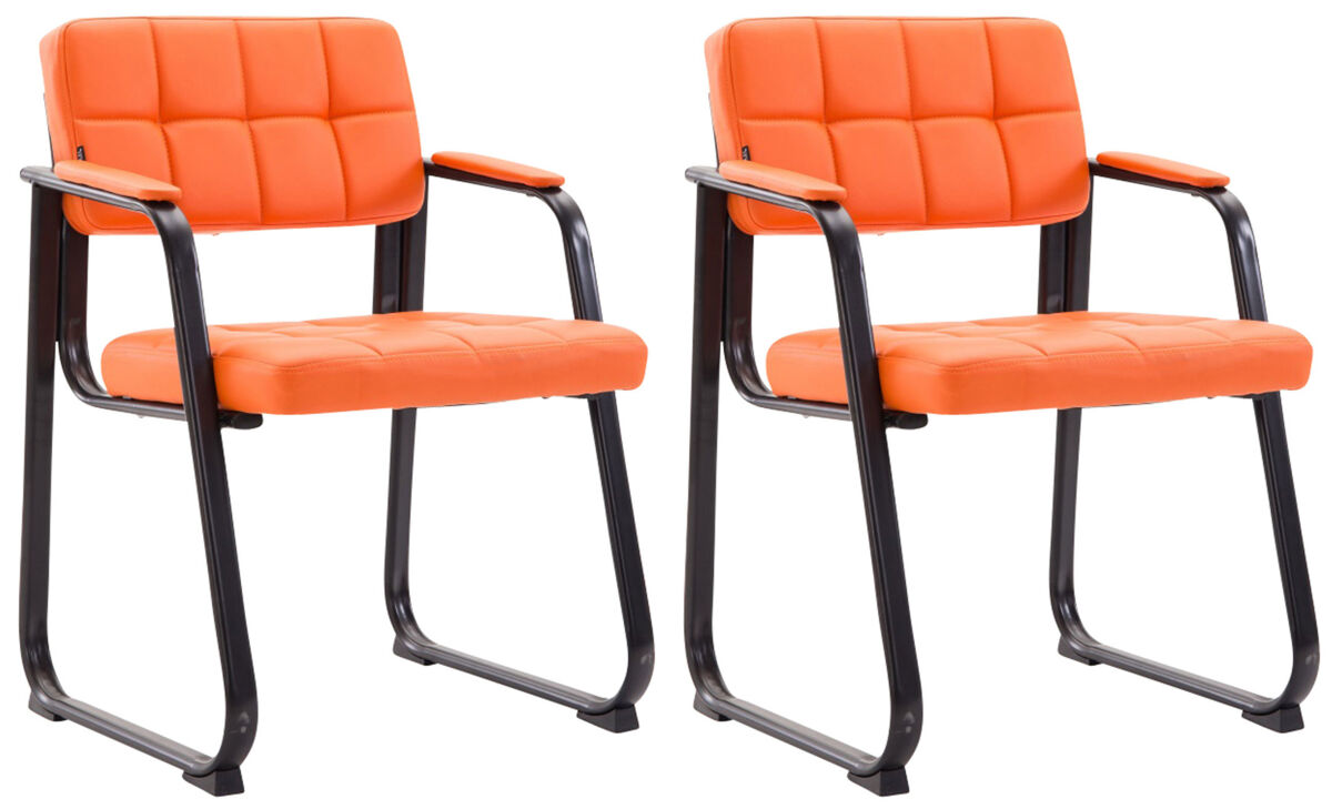 Set de 2 sillas de conferencia canada b simil cuero naranja 58x59x84 cm