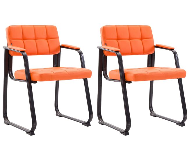 Set de 2 sillas de conferencia canada b simil cuero naranja 58x59x84 cm