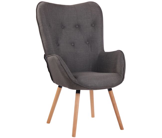 Sillón nórdico ashford tapizado en tela gris oscuro 73x69x108 cm