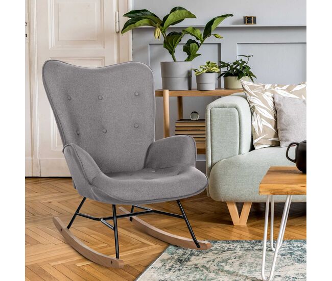 Silla mecedora sanka en tela gris 88x71x98 cm