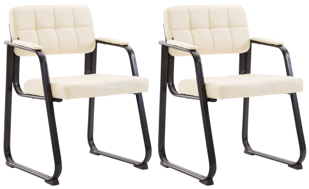 Set de 2 sillas de conferencia canada b simil cuero crema 58x59x84 cm