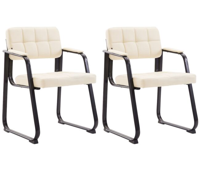 Set de 2 sillas de conferencia canada b simil cuero crema 58x59x84 cm