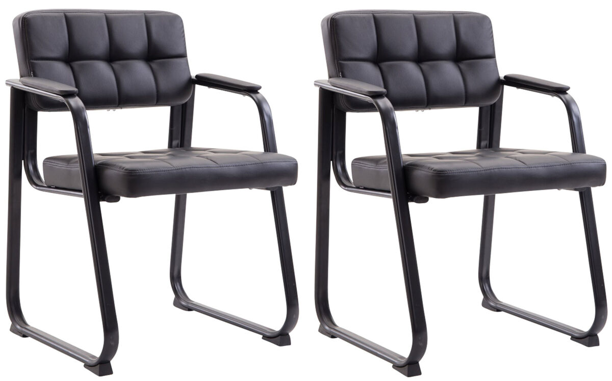 Set de 2 sillas de conferencia canada b simil cuero negro 58x59x84 cm