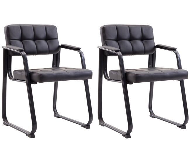 Set de 2 sillas de conferencia canada b simil cuero negro 58x59x84 cm