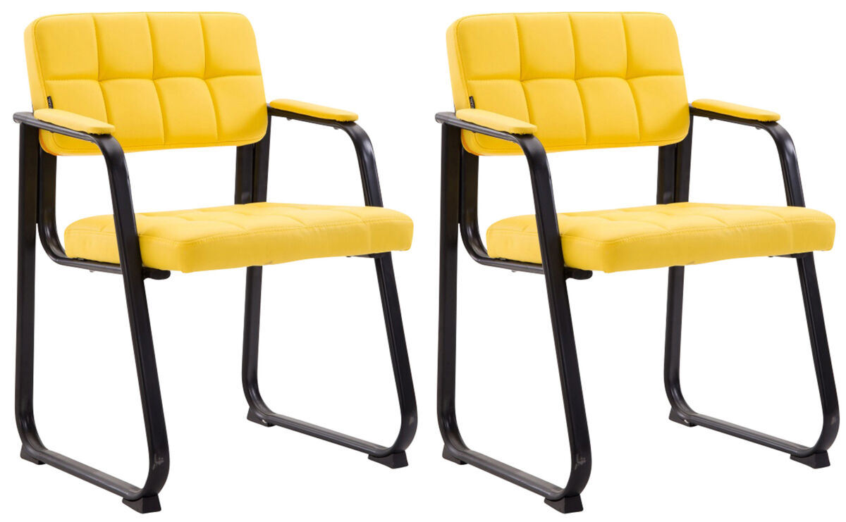 Set de 2 sillas de conferencia canada b simil cuero amarillo 58x59x84 cm