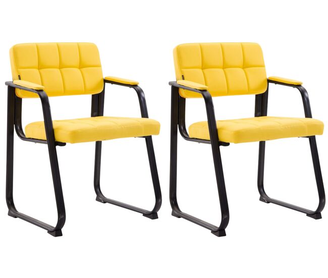 Set de 2 sillas de conferencia canada b simil cuero amarillo 58x59x84 cm
