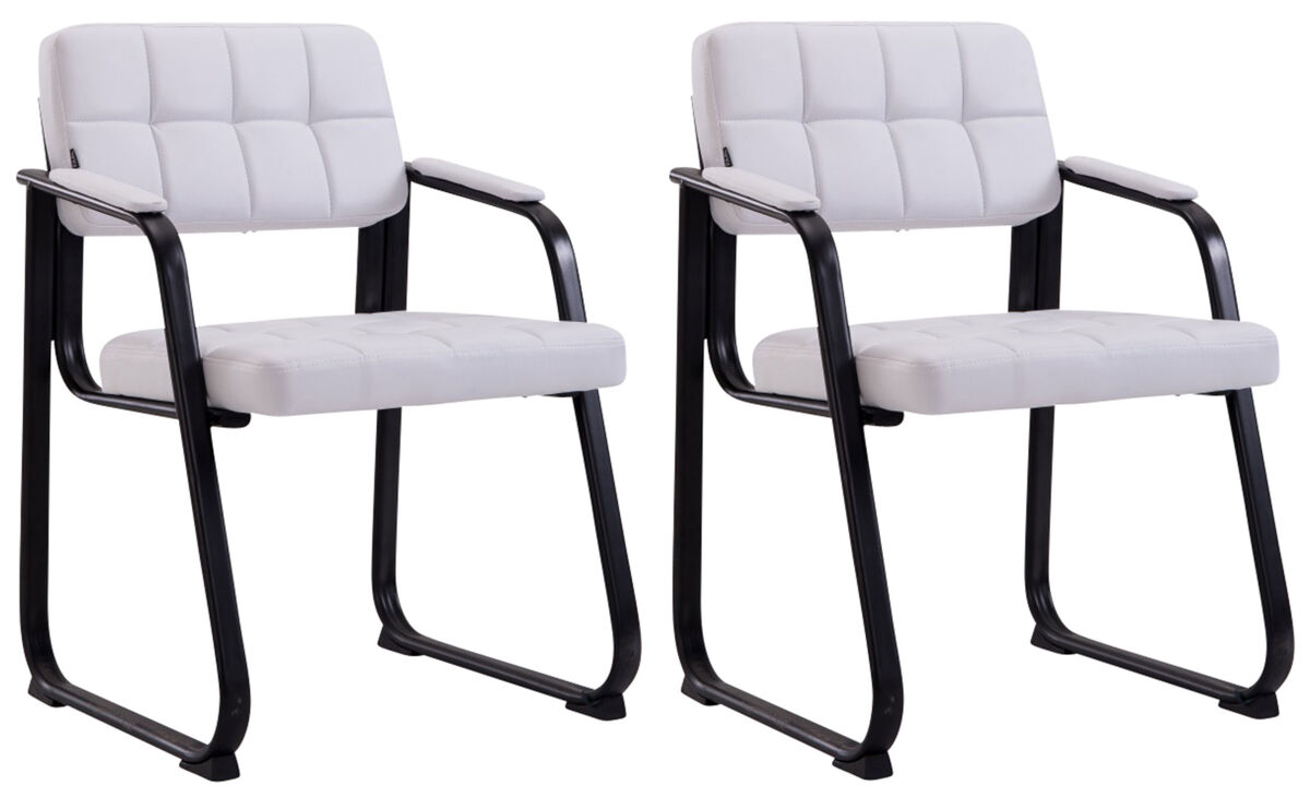 Set de 2 sillas de conferencia canada b simil cuero blanco 58x59x84 cm