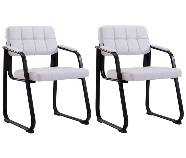 Set de 2 sillas de conferencia canada b simil cuero blanco 58x59x84 cm