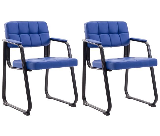 Set de 2 sillas de conferencia canada b simil cuero azul 58x59x84 cm