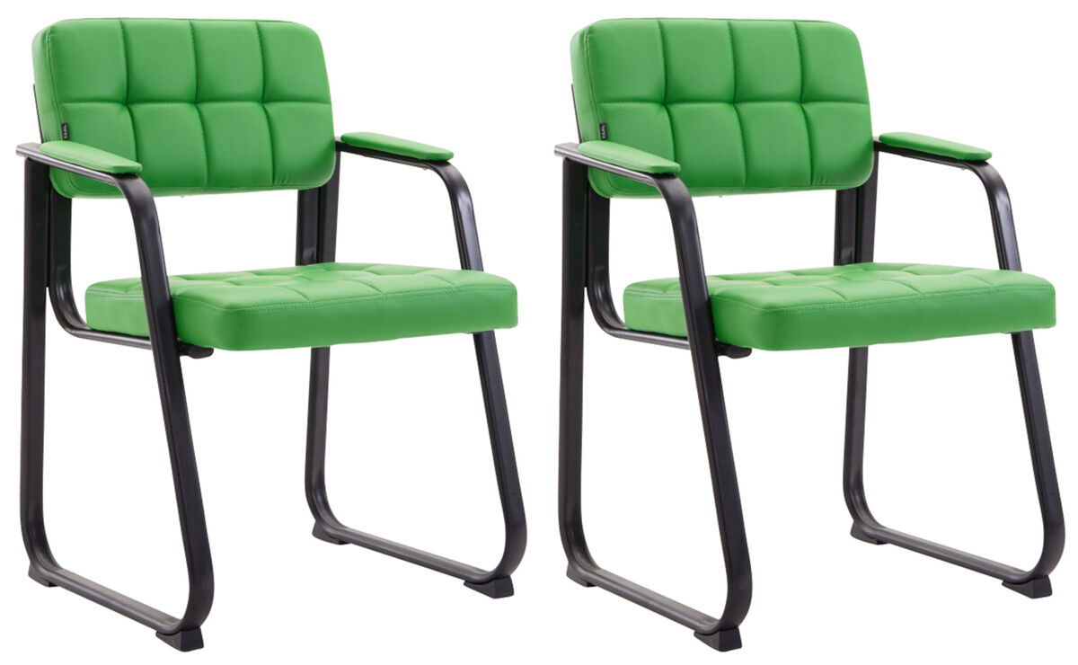 Set de 2 sillas de conferencia canada b simil cuero verde 58x59x84 cm
