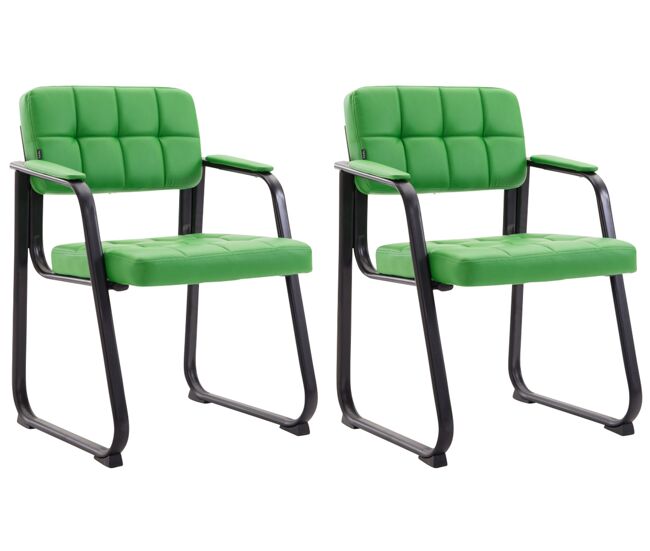 Set de 2 sillas de conferencia canada b simil cuero verde 58x59x84 cm