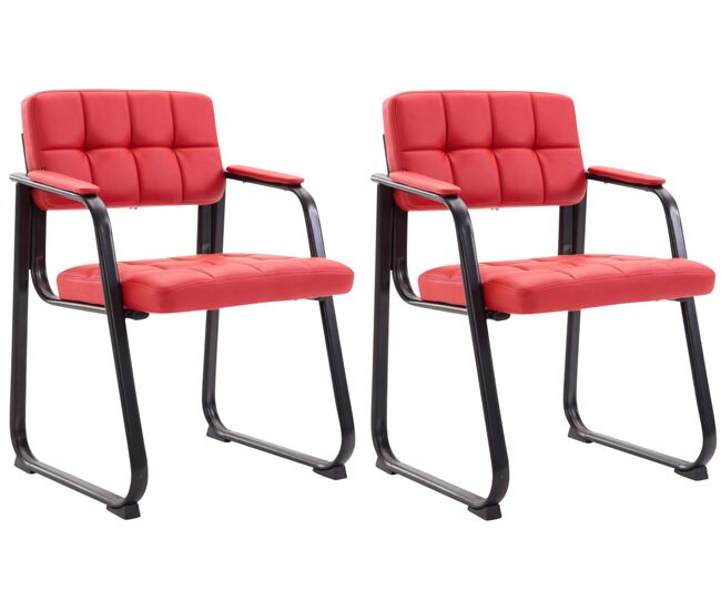 Set de 2 sillas de conferencia canada b simil cuero rojo 58x59x84 cm
