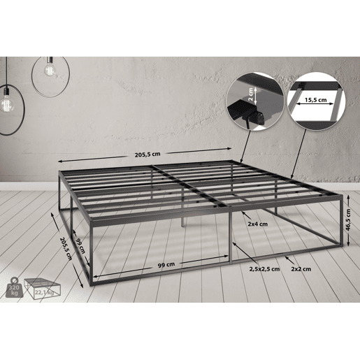 Cama de metal Scala Negro 205.5X205.5X46.5 cm