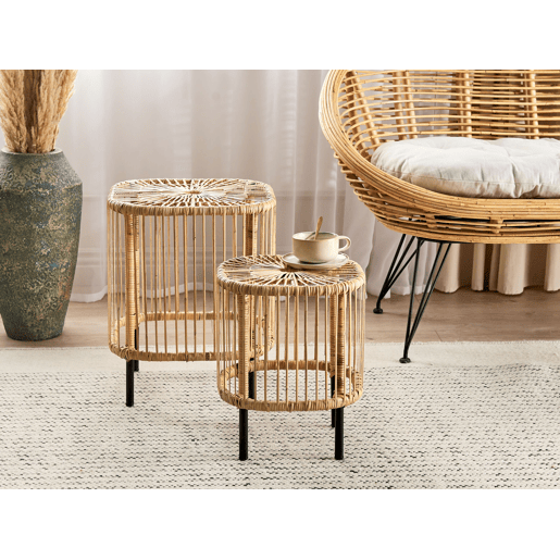 Conjunto de 2 mesas de centro CESENATICO Rattan Natural