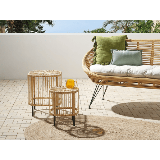Conjunto de 2 mesas de centro CESENATICO Rattan Natural