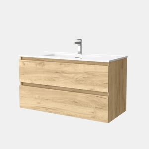 Móvel Bequia 100 cm Carvalho | Lavatório em porcelana | Salgar