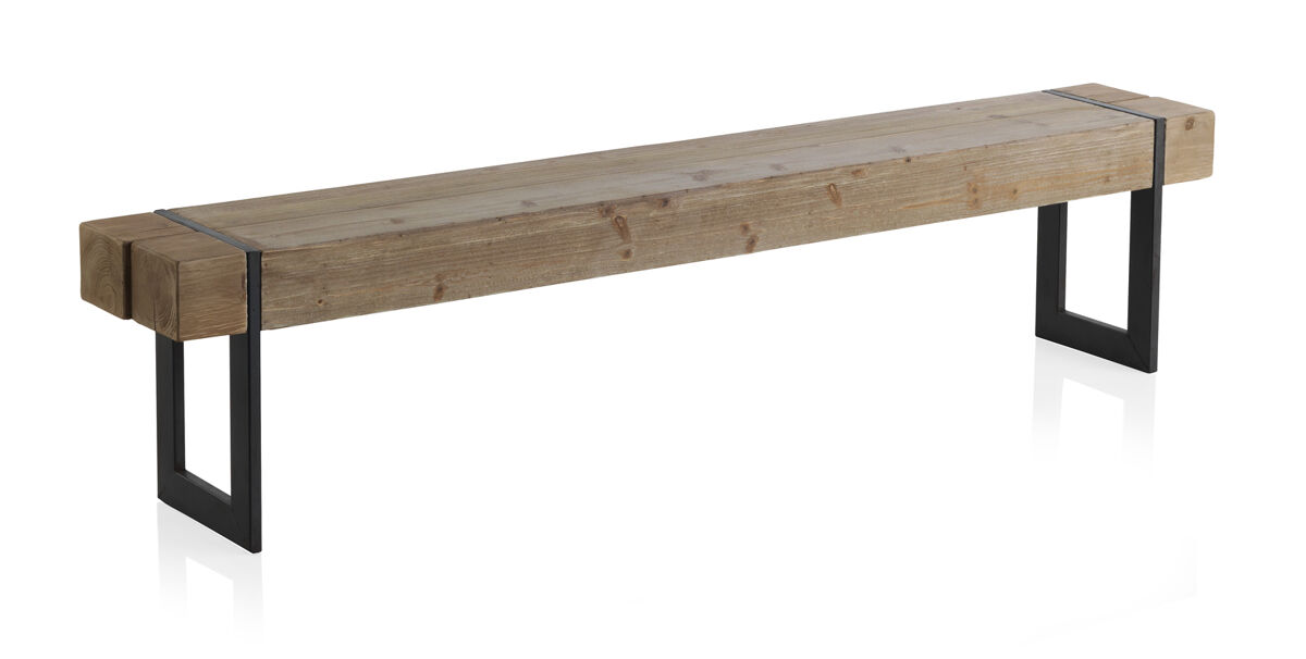 Banco de madera con patas de metal
