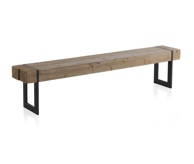 Banco de madera con patas de metal