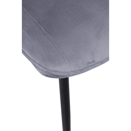 Pacote com 2 cadeiras estofadas em veludo cinza com pernas de metal preto