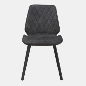 Cadeira estofada cinza escuro com pernas de metal preto, pacote com 2 unidades