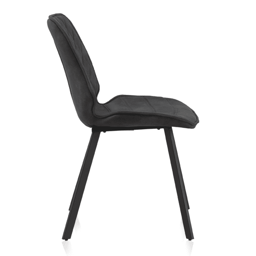 Cadeira estofada cinza escuro com pernas de metal preto, pacote com 2 unidades