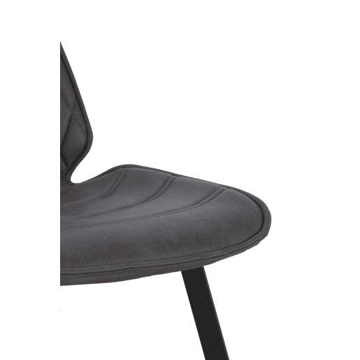 Cadeira estofada cinza escuro com pernas de metal preto, pacote com 2 unidades