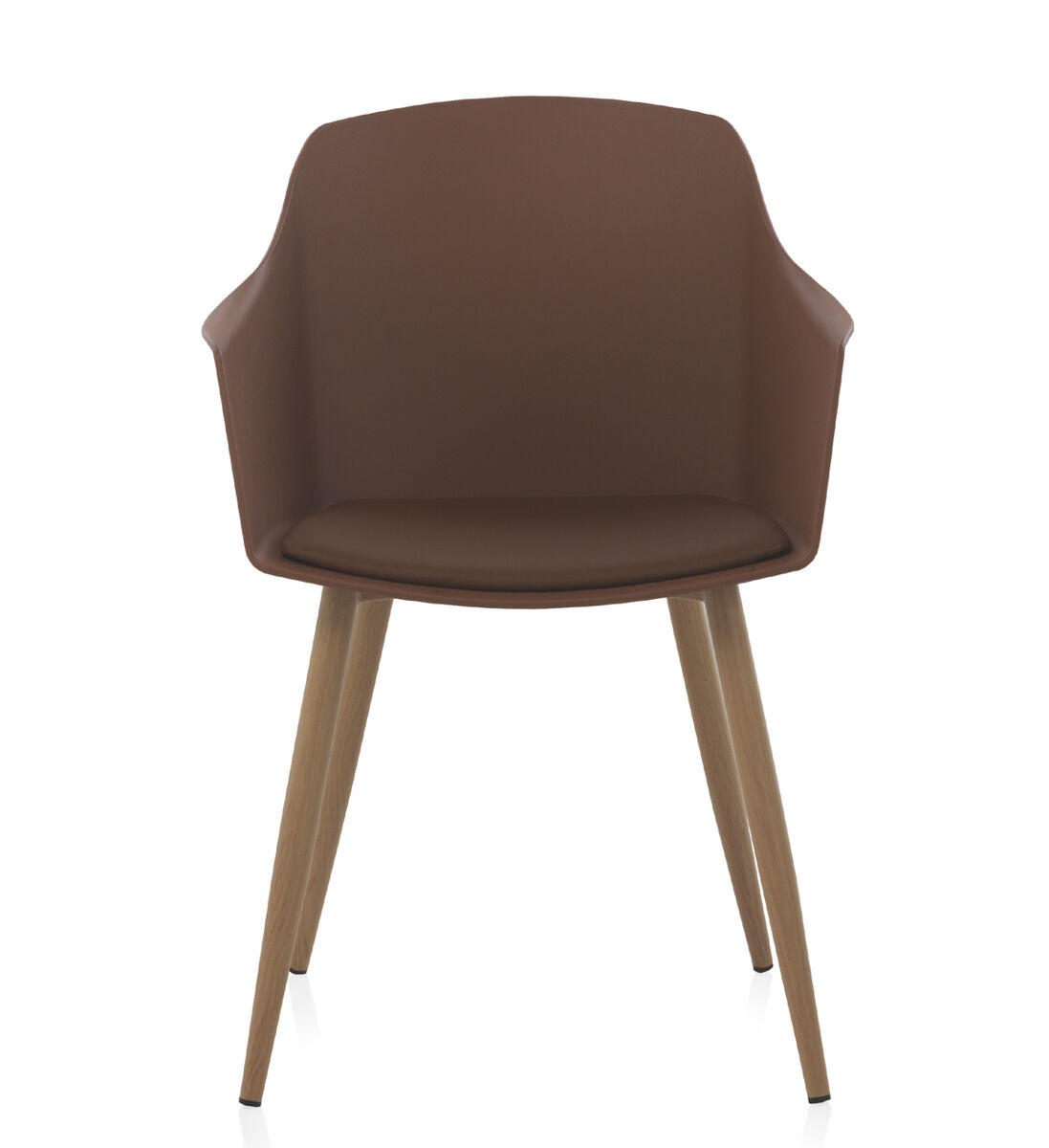 Pack de 4 sillones pp color marrón patas metálicas