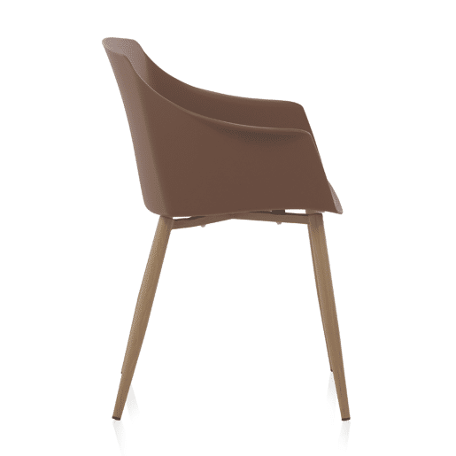 Pack 4 Poltronas Pp Marrons Pernas Metálicas