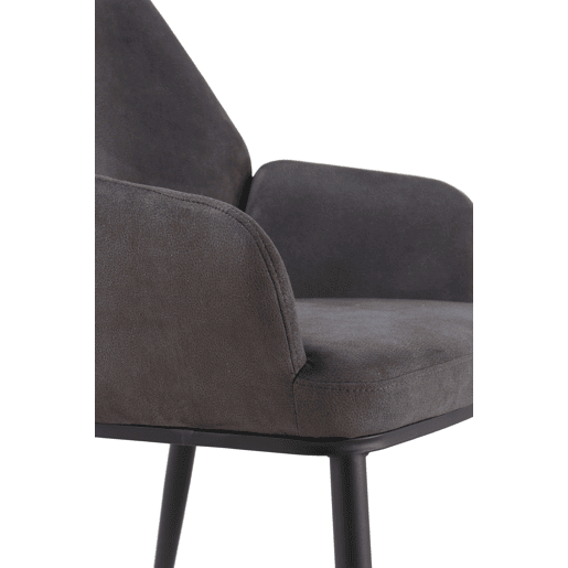 Poltrona estofada cinza escuro com pernas de metal preto, pacote com 2 unidades