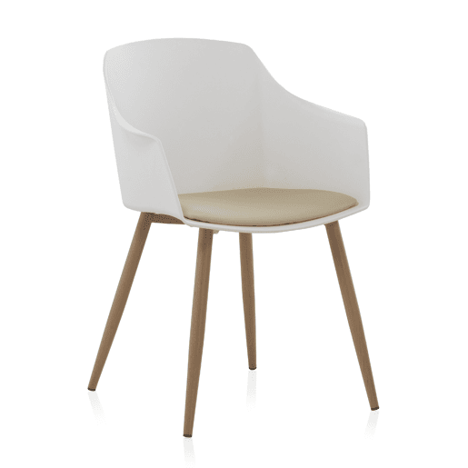 Pack 4 Poltronas Pp Brancas Pernas de Metal Pack 4 Poltronas Pp Brancas Pernas de Metal