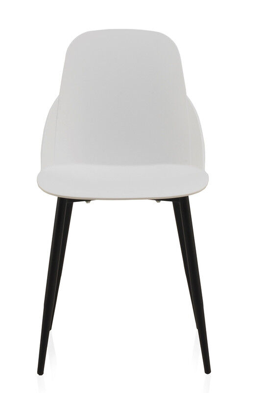 Pack de 4 sillones pp blancos con patas metalicas