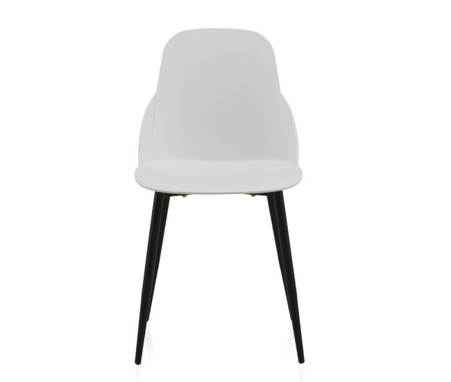 Pack de 4 sillones pp blancos con patas metalicas