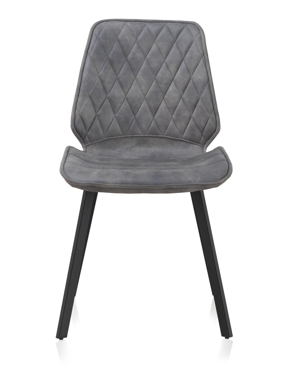 Pack de 2 sillas tapizadas gris claro con patas de metal negro