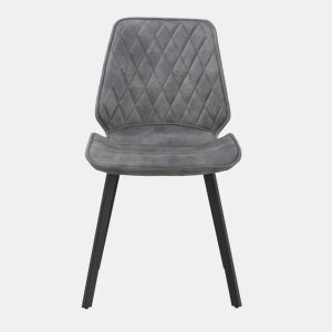 Cadeira estofada cinza claro com pernas de metal preto, pacote com 2 unidades