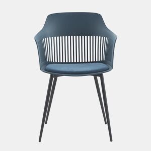 Pack 4 Poltronas Pp Azul com Almofada e Pernas de Metal