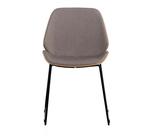 Silla de madera tapizada con patas de metal negro, lote de 2