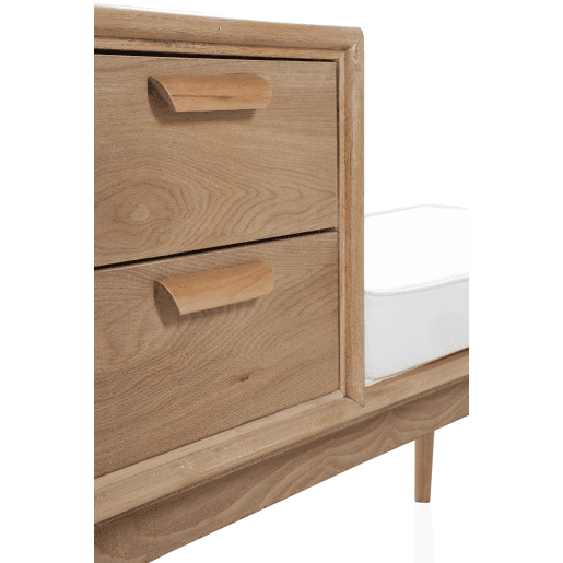 Banco De Madera De Fresno Natural Con Cojín Y 2 Cajones
