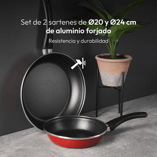 Conjunto de Frigideiras Bergner CLASSIQUE Vermelho Aço 2 Unidades