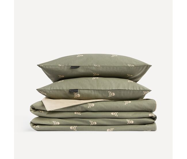 Set cama de funda nórdica 250x230cm + funda almohada (x2)50x85cm) 100% algodón 144tc beige & kakhi 365 scalpers home