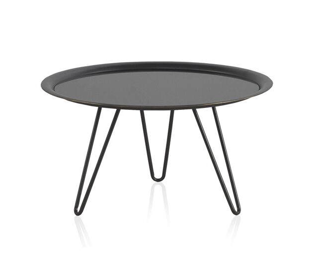 Mesa de centro de metal con tablero de metal