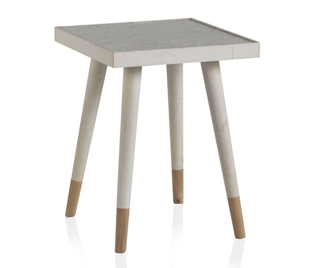 Mesa auxiliar de madera blanca