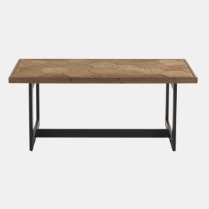 Mesa de centro de madeira de freixo 123X60 com perna de metal