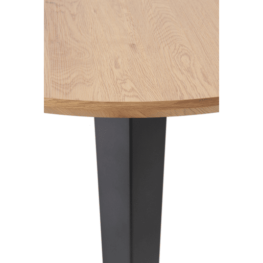 Mesa redonda de melamina com efeito de madeira 110 cm de diâmetro com pernas de metal