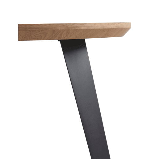 Mesa redonda de melamina com efeito de madeira 110 cm de diâmetro com pernas de metal